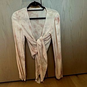 Planet Blue Blue Life Bohemian Tie Front Top, Size Small